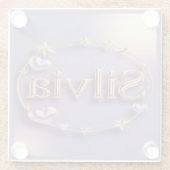 ラベンダー金ゴールドスターリーシルビアコースター ガラスコースター (裏面)