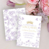 ラベンダー金ゴールドバタフライキンセアニラカインスアニョス 招待状