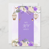 ラベンダー金ゴールドバタフライフローラエレガントキンセニェラ 招待状 (裏面)