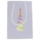 ラベンダー金ゴールドピンクパープルライムユニコーン誕生日 ミディアムペーパーバッグ (正面)