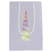 ラベンダー金ゴールドピンクパープルライムユニコーン誕生日 ミディアムペーパーバッグ (裏面)