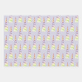 ラベンダー金ゴールドピンクパープルライムユニコーン誕生日 ラッピングペーパーシート (正面2)