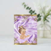 ラベンダー金ゴールドプリンセスベビーシャワーブルネットガール 招待状 (スタンド正面)