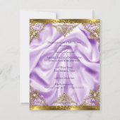 ラベンダー金ゴールドプリンセスベビーシャワーブルネットガール 招待状 (裏面)