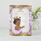 ラベンダー金ゴールドホワイトプリンセスベビーシャワーエスニック 招待状 (スタンド正面)