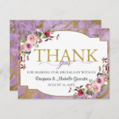 ラベンダー金ゴールド大理石フローラ (正面/裏面)