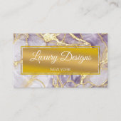 ラベンダー金ゴールド大理石背景水彩 名刺 (正面)