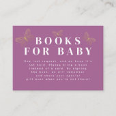 ラベンダー金ゴールド蝶ブックスベビー エンクロージャーカード (正面)