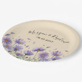 ラベンダー開花ウオーターカラーワイルドフラワー結婚ズ ペーパープレート (アングル)