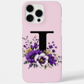 ラベンダー開花モノグラムの:イニシャル「I」 Case-Mate iPhoneケース (裏面)