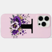 ラベンダー開花モノグラムの:イニシャル「I」 Case-Mate iPhoneケース (裏面 (横))