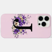ラベンダー開花モノグラムの:イニシャル「J」 Case-Mate iPhoneケース (裏面 (横))