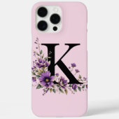 ラベンダー開花モノグラムの:イニシャル「K」 Case-Mate iPhoneケース (裏面)
