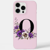 ラベンダー開花モノグラムの:イニシャル「O」 Case-Mate iPhoneケース (裏面)