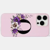 ラベンダー開花モノグラムの:イニシャル「O」 Case-Mate iPhoneケース (裏面 (横))