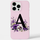 ラベンダー開花モノグラムの:イニシャル'A' Case-Mate iPhoneケース (裏面)