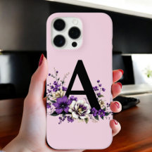 ラベンダー開花モノグラムの:イニシャル'A'