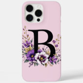 ラベンダー開花モノグラムの:イニシャル'B' Case-Mate iPhoneケース (裏面)