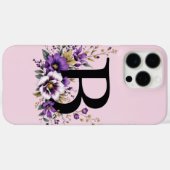 ラベンダー開花モノグラムの:イニシャル'B' Case-Mate iPhoneケース (裏面 (横))