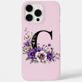 ラベンダー開花モノグラムの:イニシャル'C' Case-Mate iPhoneケース (裏面)