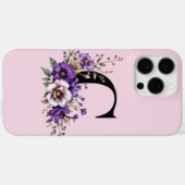 ラベンダー開花モノグラムの:イニシャル'C' Case-Mate iPhoneケース (裏面 (横))