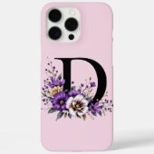 ラベンダー開花モノグラムの:イニシャル'D' Case-Mate iPhoneケース (裏面)