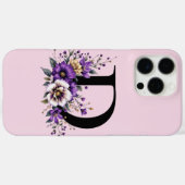 ラベンダー開花モノグラムの:イニシャル'D' Case-Mate iPhoneケース (裏面 (横))