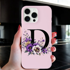 ラベンダー開花モノグラムの:イニシャル'D' iPhone 16 PRO MAXケース