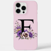 ラベンダー開花モノグラムの:イニシャル'F' Case-Mate iPhoneケース (裏面)