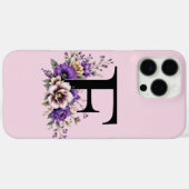 ラベンダー開花モノグラムの:イニシャル'F' Case-Mate iPhoneケース (裏面 (横))