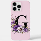 ラベンダー開花モノグラムの:イニシャル'G' Case-Mate iPhoneケース (裏面)