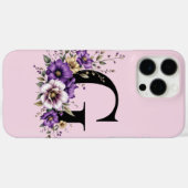ラベンダー開花モノグラムの:イニシャル'G' Case-Mate iPhoneケース (裏面 (横))