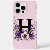 ラベンダー開花モノグラムの:イニシャル'H' Case-Mate iPhoneケース (裏面)