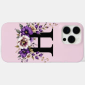 ラベンダー開花モノグラムの:イニシャル'H' Case-Mate iPhoneケース (裏面 (横))