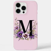 ラベンダー開花モノグラムの:イニシャル'M' Case-Mate iPhoneケース (裏面)