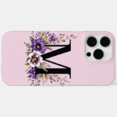 ラベンダー開花モノグラムの:イニシャル'M' Case-Mate iPhoneケース (裏面 (横))