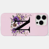 ラベンダー開花モノグラムの:イニシャル'N' Case-Mate iPhoneケース (裏面 (横))