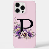 ラベンダー開花モノグラムの:イニシャル'P' Case-Mate iPhoneケース (裏面)