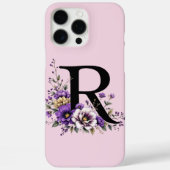 ラベンダー開花モノグラムの:イニシャル'R' Case-Mate iPhoneケース (裏面)