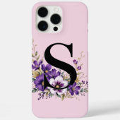 ラベンダー開花モノグラムの:イニシャル'S' Case-Mate iPhoneケース (裏面)