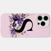 ラベンダー開花モノグラムの:イニシャル'S' Case-Mate iPhoneケース (裏面 (横))