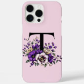 ラベンダー開花モノグラムの:イニシャル'T' Case-Mate iPhoneケース (裏面)