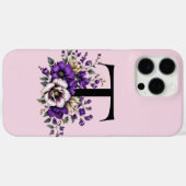 ラベンダー開花モノグラムの:イニシャル'T' Case-Mate iPhoneケース (裏面 (横))