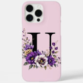 ラベンダー開花モノグラムの:イニシャル'U' Case-Mate iPhoneケース (裏面)