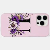 ラベンダー開花モノグラムの:イニシャル'U' Case-Mate iPhoneケース (裏面 (横))