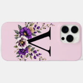 ラベンダー開花モノグラムの:イニシャル'V' Case-Mate iPhoneケース (裏面 (横))
