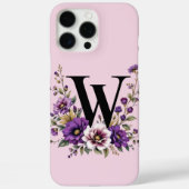 ラベンダー開花モノグラムの:イニシャル'W' Case-Mate iPhoneケース (裏面)