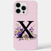 ラベンダー開花モノグラムの:イニシャル'X' Case-Mate iPhoneケース (裏面)