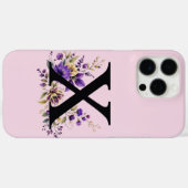 ラベンダー開花モノグラムの:イニシャル'X' Case-Mate iPhoneケース (裏面 (横))