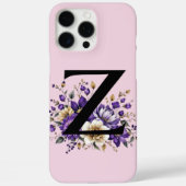 ラベンダー開花モノグラムの:イニシャル'Z' Case-Mate iPhoneケース (裏面)